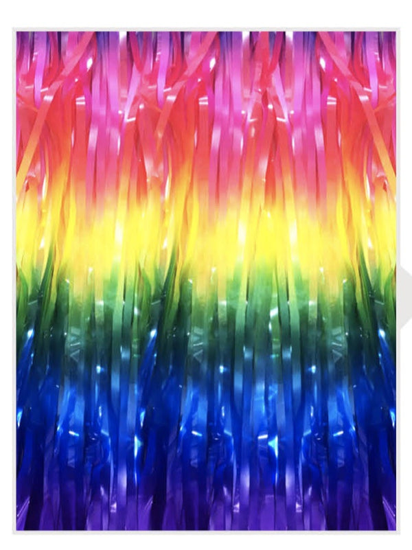DELUXE PASTEL RAINBOW TINSEL CURTAIN